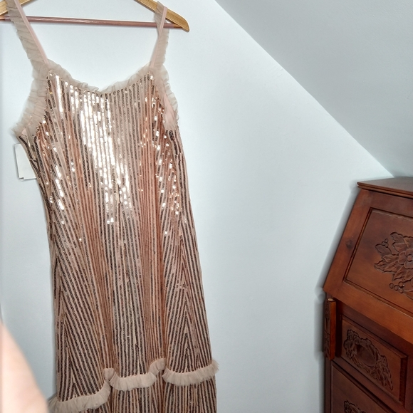 Ruffle Trim Sequined Midi Dress - Picture 5 of 11